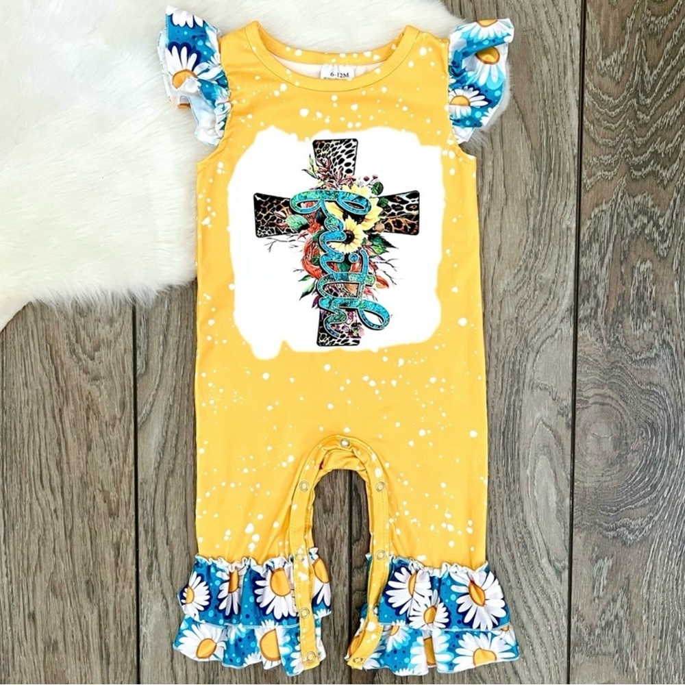 New Girls Boutique Faith Romper. Baby girl